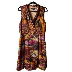 Tahari Arthur S Levine Women's Sleeveless Sheath Dress Animal Print Size 14